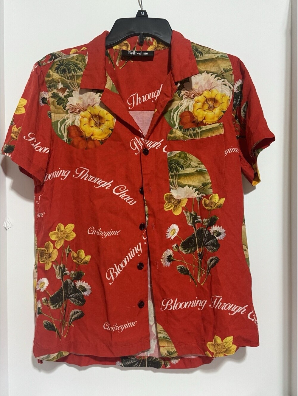 CivilRegime Button Down Blooming Through Chaos Size S CL29
